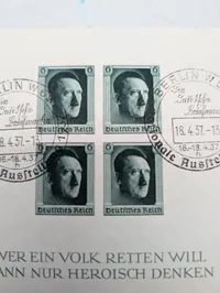 Tyskland 1937 Adolf Hitler Souvenirark Michel Block 7