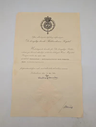 Dansk Fortjenstmedalje i sølv diplom, 1966, Gerda Margrethe Marie Søndergaard