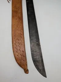 Vintage Machete med Præget Læderskede