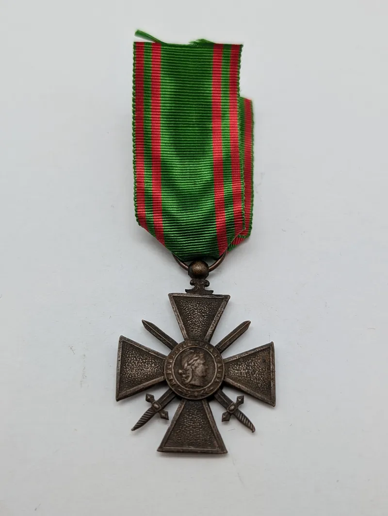 Fransk Croix de Guerre 1914-1918 Krigskors med bånd