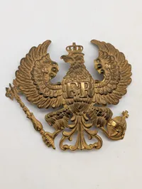 Preussisk Pickelhaube Hjelmplade med FR Monogram