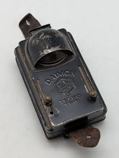 Tysk WW2 Daimon Telko Trio militær lommelygte i sort metal