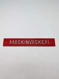 Vintage Kasserne skilt med teksten 'MASKINVASKERI'