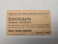 Historisk NSDAP-adgangsbillet til Adolf Hitler-tale, 1932