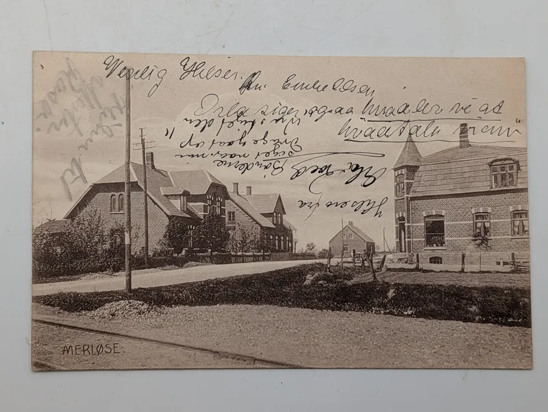 Vintage Merløse Denmark Topographical Postcard with Handwritten Message