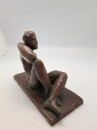 Mid-Century Modernist Terracotta Reclining Nude Sculpture by P. Markke