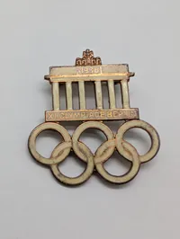 XI. Olympiade Berlin 1936 emaljeret emblem med Brandenburger Tor, ORIGINALT 
