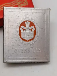 Anthon Berg chokoladeæske med vintage Eckstein og Overstolz cigaretpakker WW2 