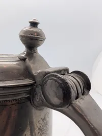 Antique 1813 Engraved Pewter Lidded Stein with Floral Motifs