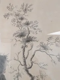 Sø kadet tegning Nicolay Wulff (1783-1807), tuschtegning,  flodparti med personer