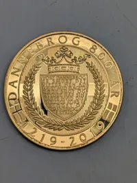 Dannebrog 800 år (1219-2019) Jubilæumsmedalje i forgyldt kobber