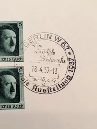 Tysk souvenirark fra 1937 med Adolf Hitler frimærker