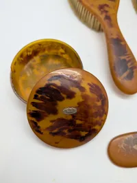 Vintage Faux Tortoise Shell Celluloid Vanity Set