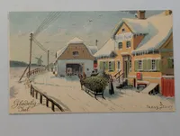 1910 Danish Christmas Postcard with Julen Charity Stamp