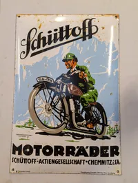 Schüttoff Motorräder emaljeskilt af Walter Biedermann