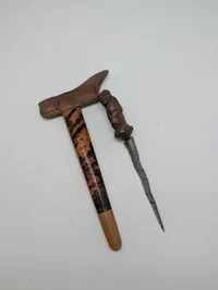 Child Indonesian Keris Dagger with Carved Figural Hardwood Hilt
