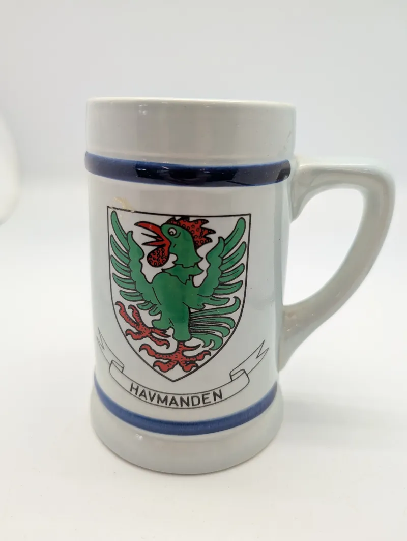 Vintage Havmanden Ceramic Beer Stein with Heraldic Crest