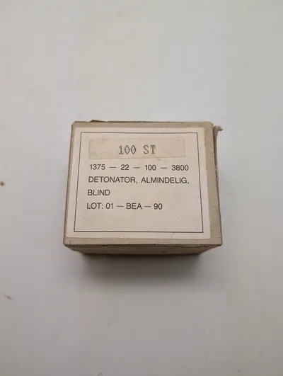 Dansk Militær Detonator Æske, Blind, 100 Stk.