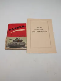 To militærhistoriske hæfter: Panser (1961) og Hitlers Rigsdagstale (1939)