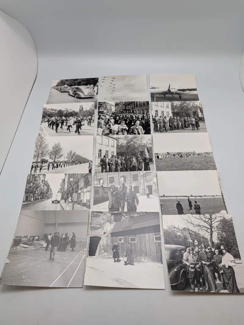 Samling af 15 historiske sort-hvide fotografier fra besættelsestiden i Danmark, optryk