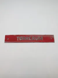 Vintage Kassene  skilt med teksten 'TØRRERUM'