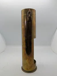 Vintage Brass Trench Art Shell Casing Liquor Decanter Holder with Padlock