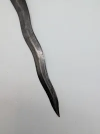 Indonesian Keris Dagger with Carved Hardwood Hilt and Metal Mendak