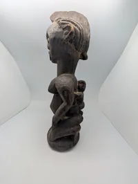 West African Hand-Carved Dark Wood Fertility Figure
