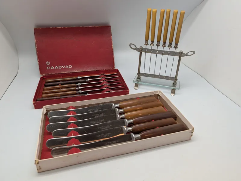 Raadvad and Solingen Vintage Cutlery Set with Fruit Knives and Stand