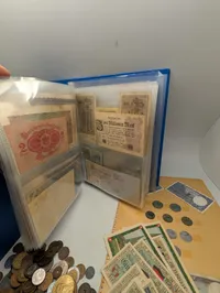 Samling af Verdensmønter og Sedler inklusiv Slesvig Plebiscit Notgeld