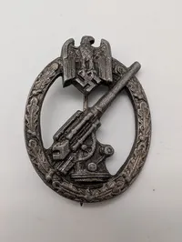 WWII German Army Flak Badge, Zinc Construction POSTWAR 