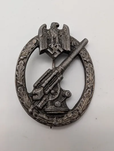 WWII German Army Flak Badge, Zinc Construction POSTWAR 