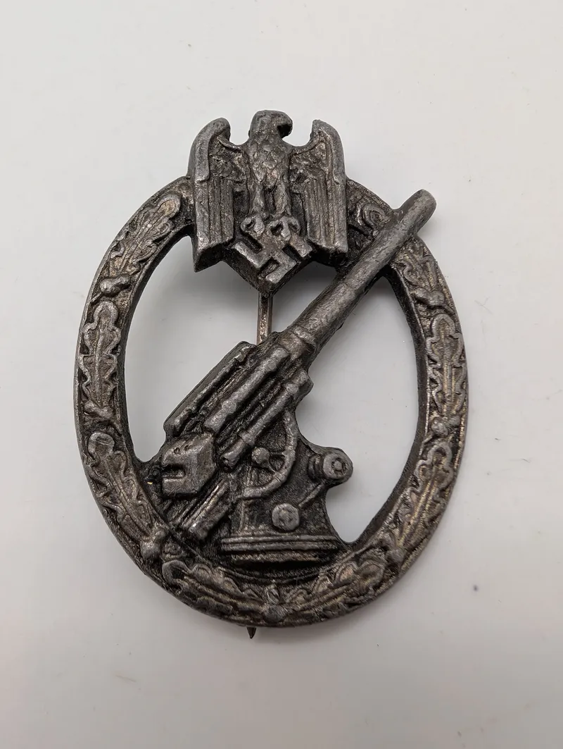 WWII German Army Flak Badge, Zinc Construction POSTWAR 