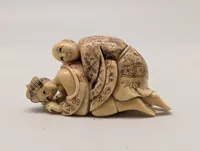 Antik JAPANESE HAND CARVED EROTIC NETSUKE FIGURES EDO / MEIJI PERIODE 