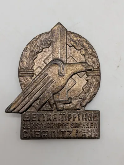 Tysk SA-Gruppe Sachsen Wettkampftage Chemnitz 1938 Badge