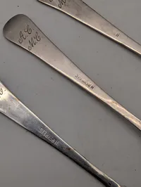 Set of 5 H. Reyreis Coin Silver Teaspoons with Monogram