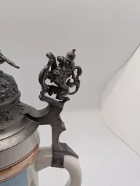 German Imperial Regimental Artillery Beer Stein with Cannon Finial