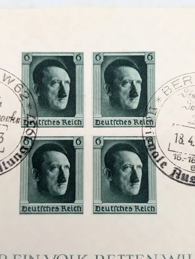 Tysk souvenirark fra 1937 med Adolf Hitler frimærker og særstempler