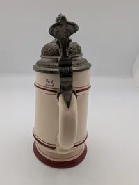 Vintage German Beer Stein with Pewter Lid, Gruss aus Oberndorf a.d.S.