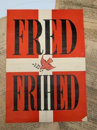 Danish WWII Resistance Newspapers and Fred Frihed Propaganda Flyer