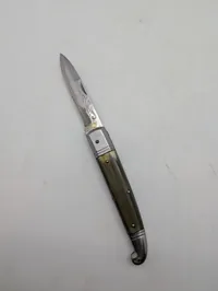 Vintage Rostfrei Lommekniv med Hornskæfte og Graveret Klinge