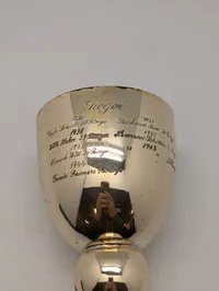 Tysk sølvplet pokal med graveringer, Pokalschießen 1936-1944 fra Dansk sønderjyske krigsdeltager fra Regiment 86 