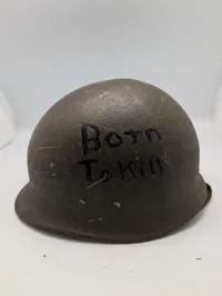 Tysk M1 Stålhjelm med håndmalet  graffiti