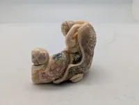 Antik JAPANESE HAND CARVED EROTIC NETSUKE FIGURES EDO / MEIJI PERIODE 