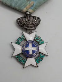 Græsk Frelserorden (Order of the Redeemer) Ridderkors i Sølv og Emalje fuld størrelse med Dansk montering 