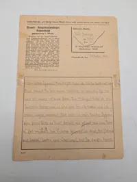 Ravensbrück Koncentrationslejr Brev fra Jadwiga Krol, Oktober 1943