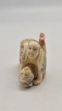 Antik JAPANESE HAND CARVED EROTIC NETSUKE FIGURES EDO / MEIJI PERIODE 