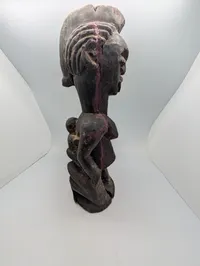 West African Hand-Carved Dark Wood Fertility Figure