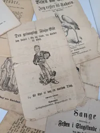 Samling af antikke danske skillingsviser og sanghæfter