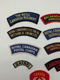 Collection of Nine Vintage Canadian Military Shoulder Title Patches